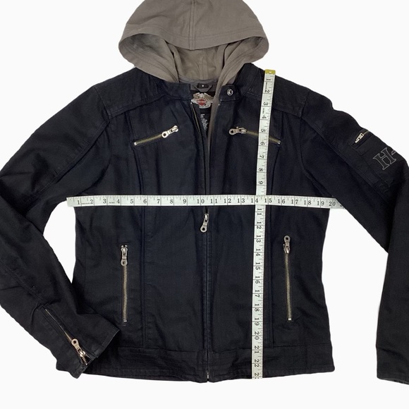 Harley Davidson Embroidered Denim Twill with Removable Hoodie Black. Sz M - Picture 9 of 9